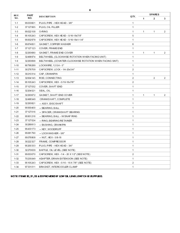 Ingersoll Rand T30 2340 Two Stage Air Compressor Parts List Manual