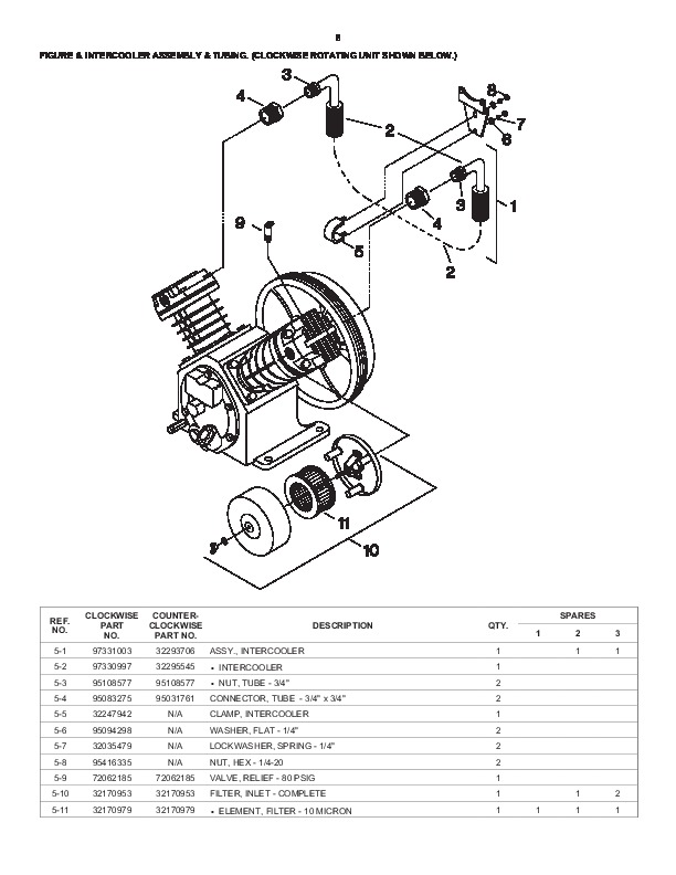 Ingersoll Rand T30 2340 Two Stage Air Compressor Parts