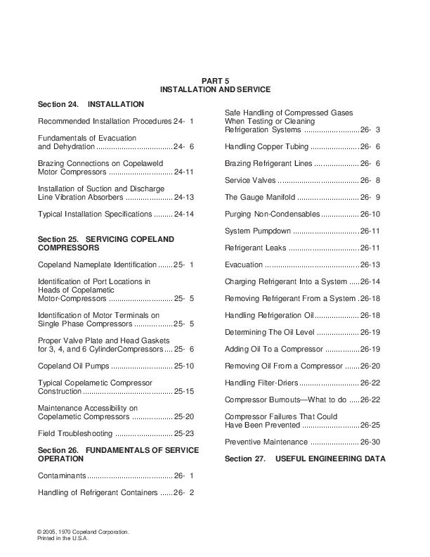 Copeland Part 5 Refrigeration Manual