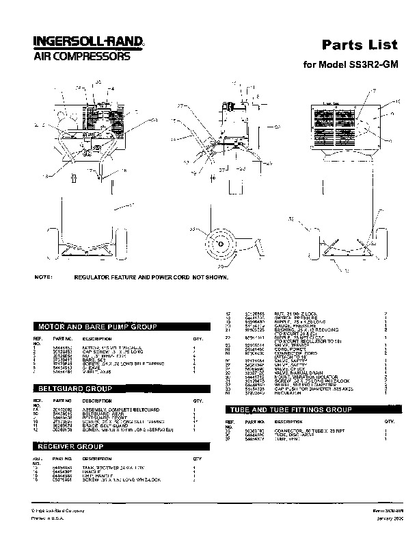 Ingersoll Rand Ss3r2 Gm Air Compressor Parts List Manual