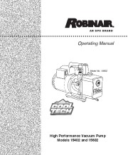 Robinair SPX 15402 15602 High Performance Vacuum Pump Models CoolTech Owners Manual page 1