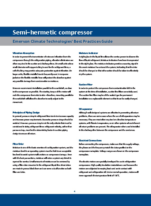 Emerson Copeland Semi Hermetic Compressor Catalogue