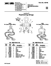 SPX OTC 1805 1806 Positioning Slings Max Capacity 2000 Lbs 909 Kg Load Rotor Owners Manual page 1
