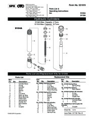 SPX OTC 9104A 9110A Hydraulic Cylinders Owners Manual page 1