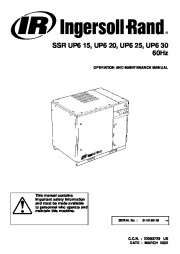 Ingersoll Rand SSR UP6 15 UP6 20 UP6 25 UP6 30 60Hz Air Compressor Maintenance Manual page 1