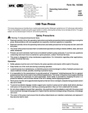 SPX OTC 1857 1858 60534 100 Ton Press Owners Manual page 1