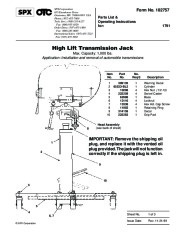 SPX OTC 1791 Lift Table High Lift Transmission Jack Owners Manual page 1
