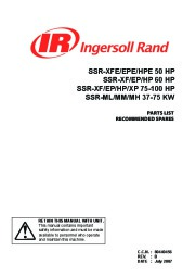Ingersoll Rand SSR XFE EPE HPE SSR XF EP SSR XF EP XP 50 60 75 100 HP SSR ML MM MH 37 75 KW Air Compressor Parts List page 1